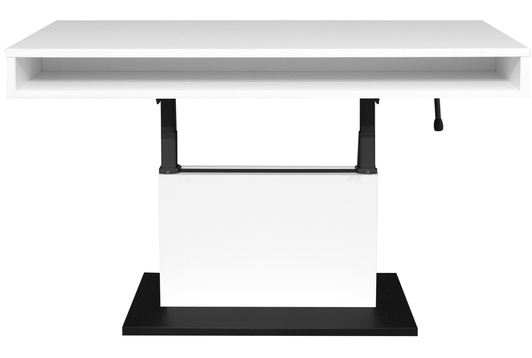COUCHTISCH Lift Couchtisch rechteckig Schwarz, Weiß  - Schwarz/Weiß, Design, Holzwerkstoff/Metall (110/58-77/60cm) - MID.YOU