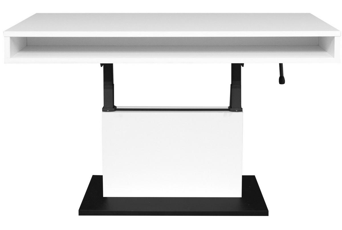 COUCHTISCH Lift Couchtisch rechteckig Schwarz, Weiß  - Schwarz/Weiß, Design, Holzwerkstoff/Metall (110/58-77/60cm) - MID.YOU
