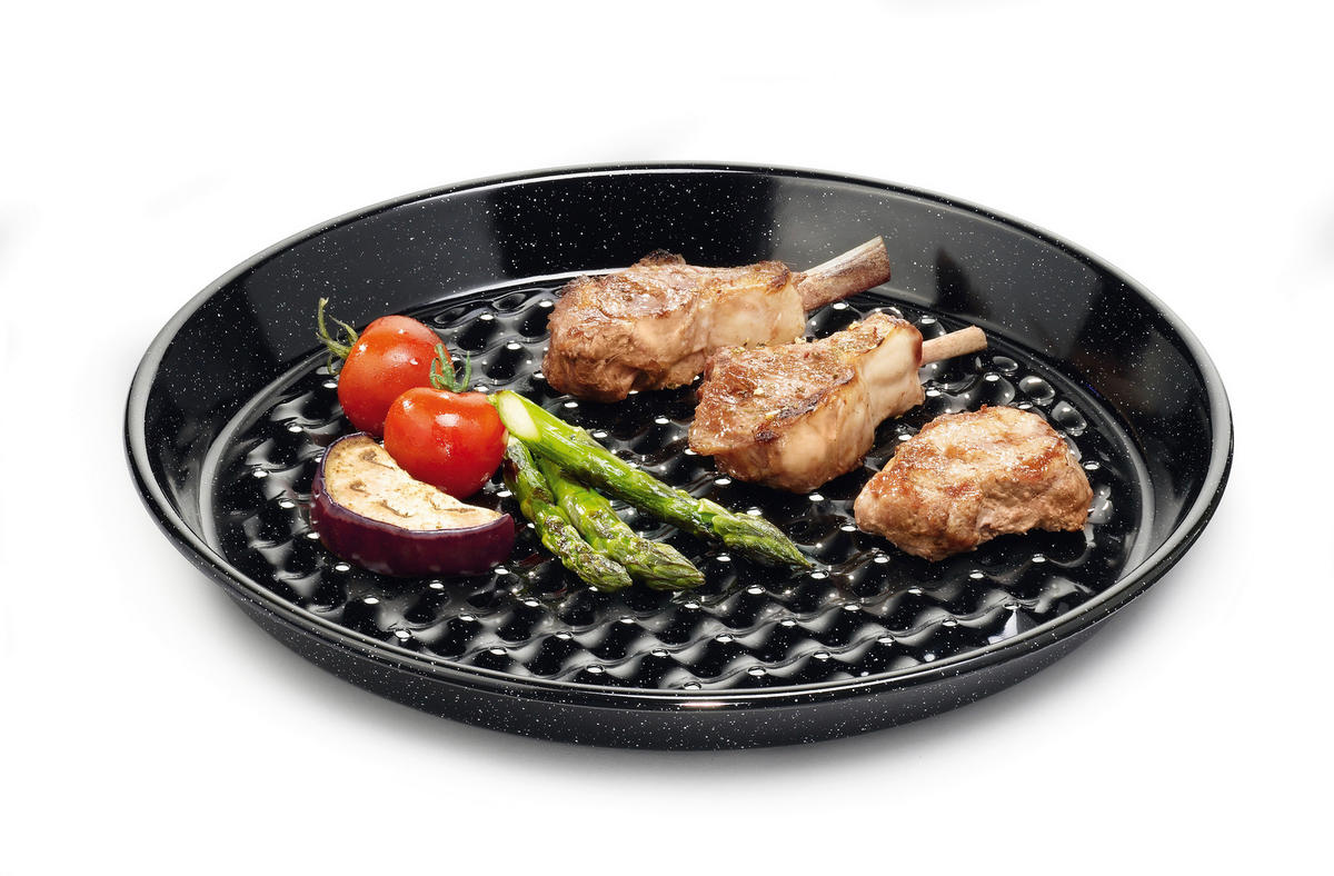 GRILLPLATTE - Schwarz, Basics, Metall (32/3,7cm) - Riess