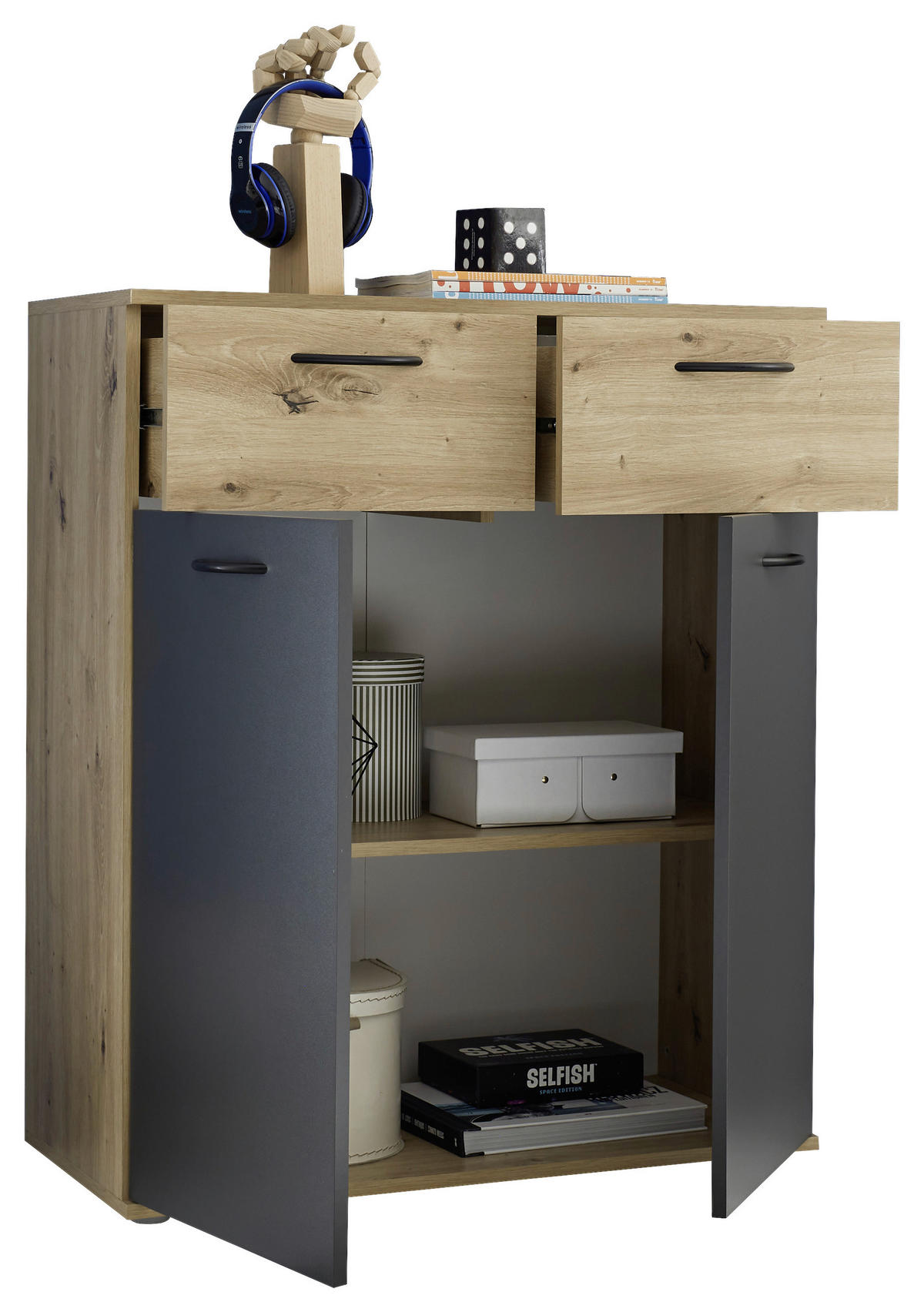 KOMMODE  in 80/95/38 cm  - Schwarz/Graphitfarben, KONVENTIONELL, Holzwerkstoff/Kunststoff (80/95/38cm) - Boxxx