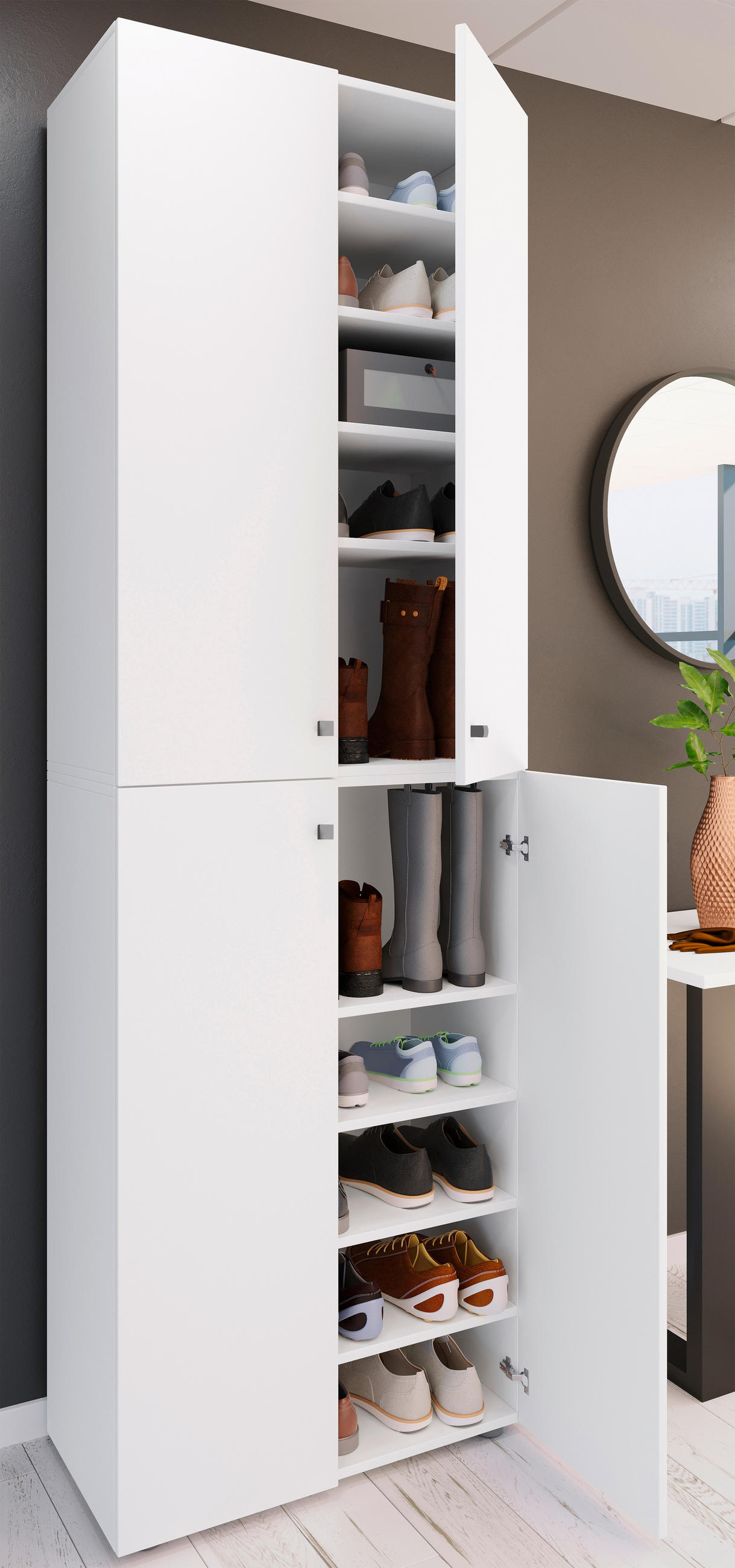 SKOSKÅP Lona i 70/220/40 cm - vit/silver, Design, trämaterial/plast (70/220/40cm) - MID.YOU