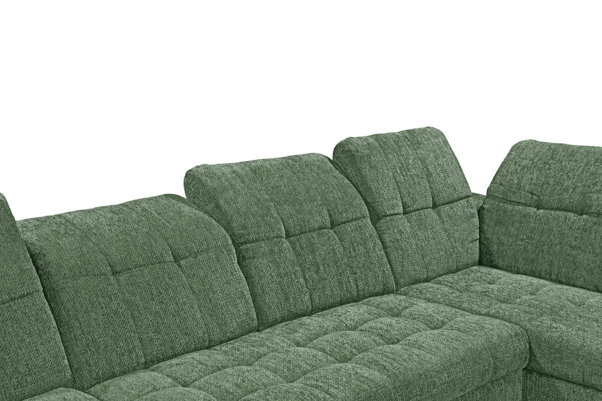 WOHNLANDSCHAFT MERCY Dunkelgrün Mikrovelours  - Dunkelgrün/Schwarz, MODERN, Kunststoff/Textil (169/348/245cm) - MID.YOU