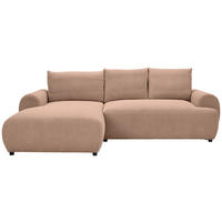 ECKSOFA in Webstoff Altrosa  - Schwarz/Altrosa, Modern, Kunststoff/Textil (175/265cm) - MID.YOU