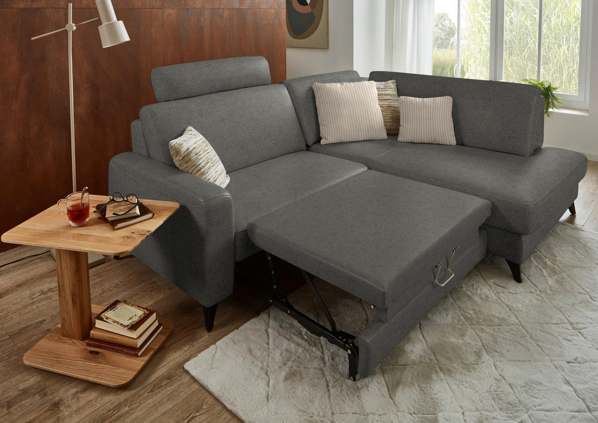 ECKSOFA  Chenille Grau  - Schwarz/Grau, Design, Textil/Metall (239/182cm) - Beldomo Comfort