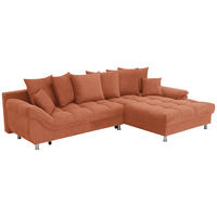 ECKSOFA ERICE in Flachgewebe, Mikrofaser Cognac  312/198 cm  - Chromfarben/Cognac, Design, Kunststoff/Textil (312/198cm) - Livetastic