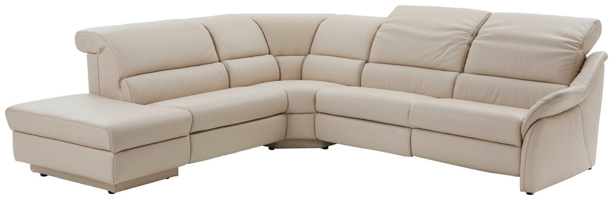 ECKSOFA in Echtleder Hellgrau  - Hellgrau/Schwarz, Konventionell, Leder/Kunststoff (288/271cm) - Himolla Komfortklass