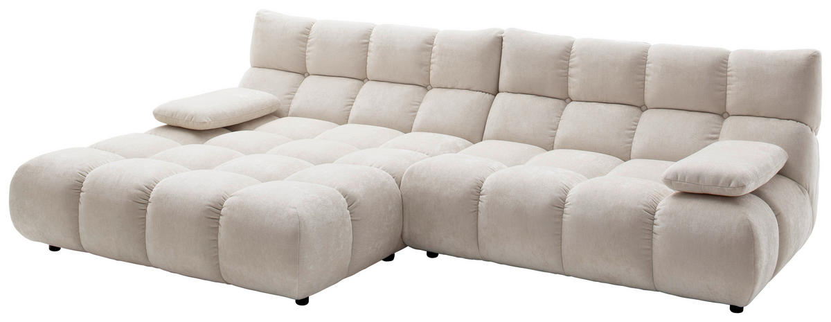 ECKSOFA Chenille Naturfarben  - Schwarz/Naturfarben, Design, Kunststoff/Textil (178/293cm) - Pure Home Lifestyle