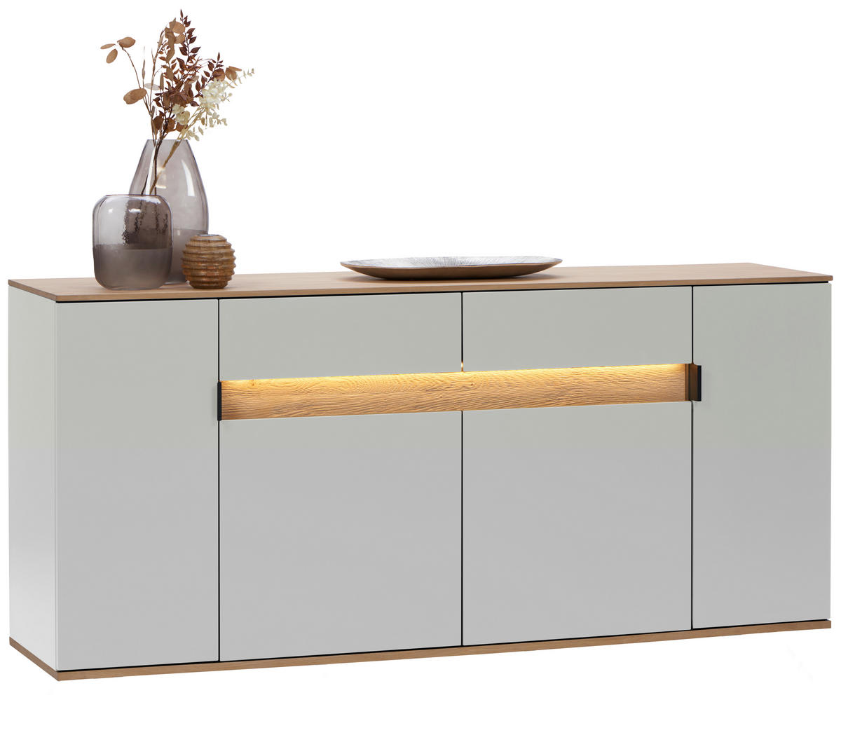 SIDEBOARD CREMONA  2 Schublade(n)  - Eichefarben/Hellgrau, MODERN, Holz/Holzwerkstoff (180,6/82/42cm) - Dieter Knoll