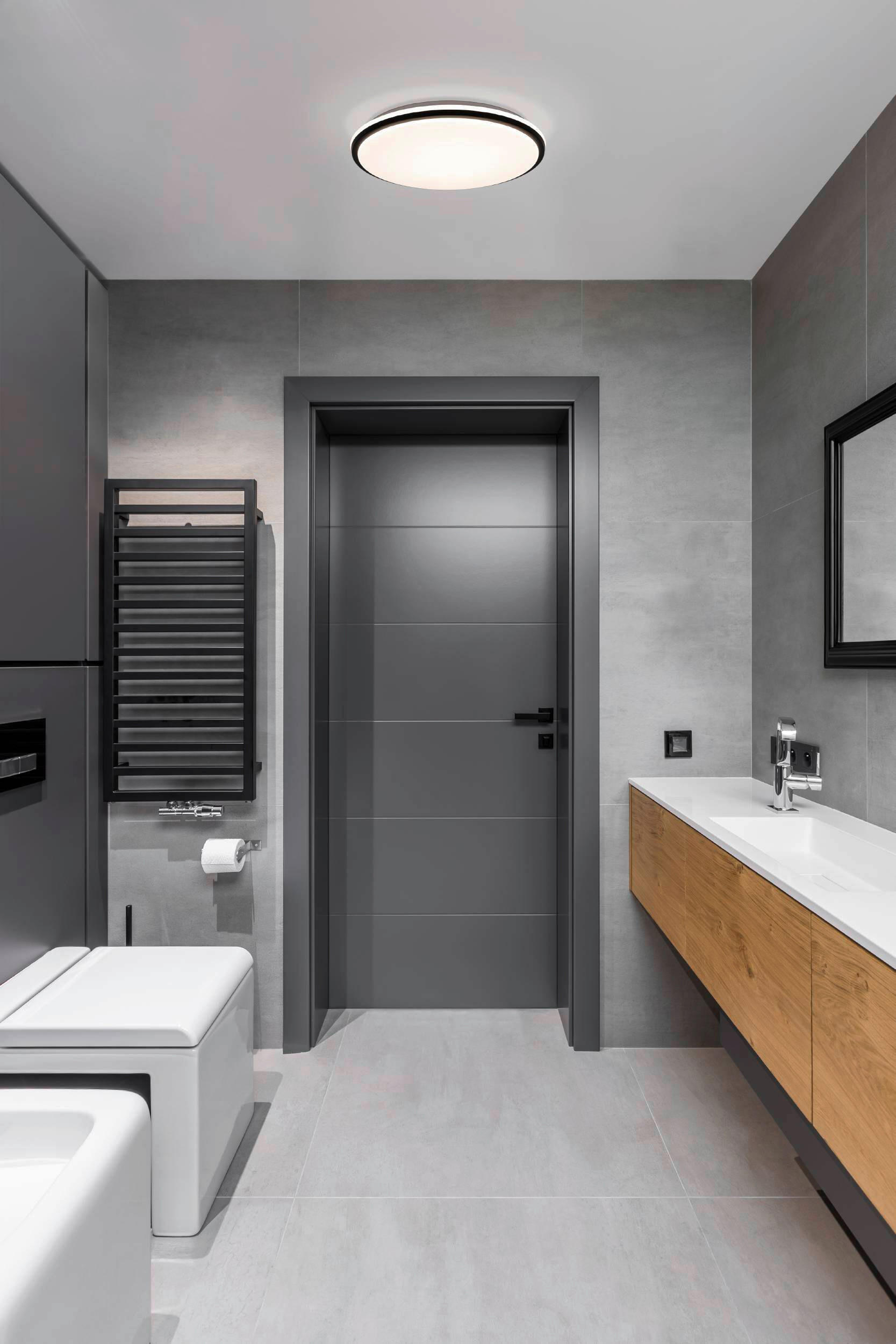 Thumbnail - Celina Badezimmer-Deckenleuchte Olinda, Schwarz, Weiß, Metall, Kunststoff, rund,rund, 6.5 cm, Lampen & Leuchten, Innenbe...