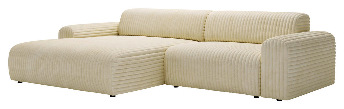 ECKSOFA Beige Cord  - Beige/Schwarz, Design, Kunststoff/Textil (178/292cm) - home24
