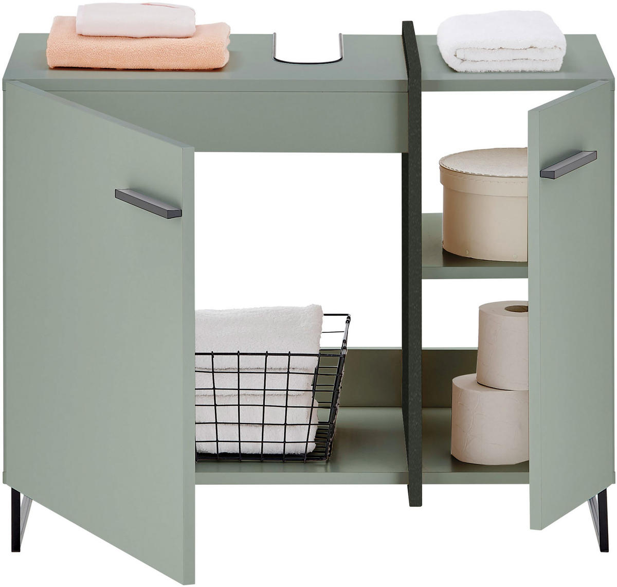 WASCHBECKENUNTERSCHRANK 80/64/41 cm  - Schwarz/Grün, LIFESTYLE, Holzwerkstoff/Kunststoff (80/64/41cm) - home24