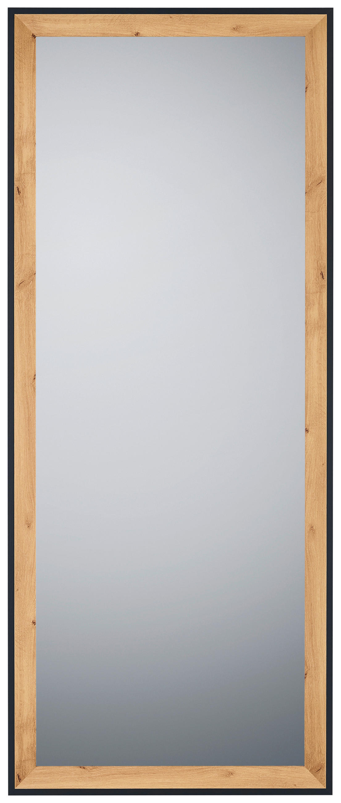 NÁSTENNÉ ZRKADLO 70/170/2,7 cm  - čierna/farba duba, Modern, kompozitné drevo/sklo (70/170/2,7cm)