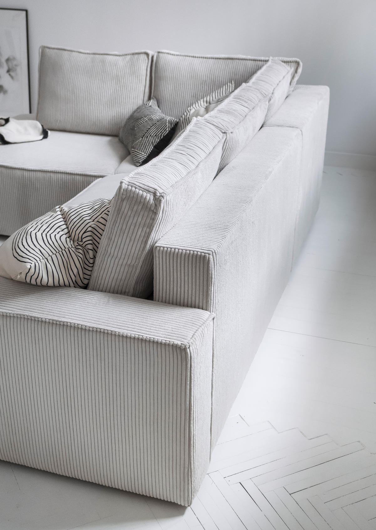 ECKSOFA in Cord Beige  - Beige/Schwarz, Design, Kunststoff/Textil (194/247cm) - MID.YOU
