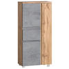 MIDISCHRANK 65/130/35 cm  - Silberfarben/Eiche Wotan, Modern, Holzwerkstoff/Kunststoff (65/130/35cm) - Held