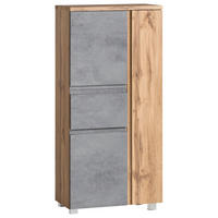 MIDISCHRANK 65/130/35 cm  - Silberfarben/Eiche Wotan, Modern, Holzwerkstoff/Kunststoff (65/130/35cm) - Held