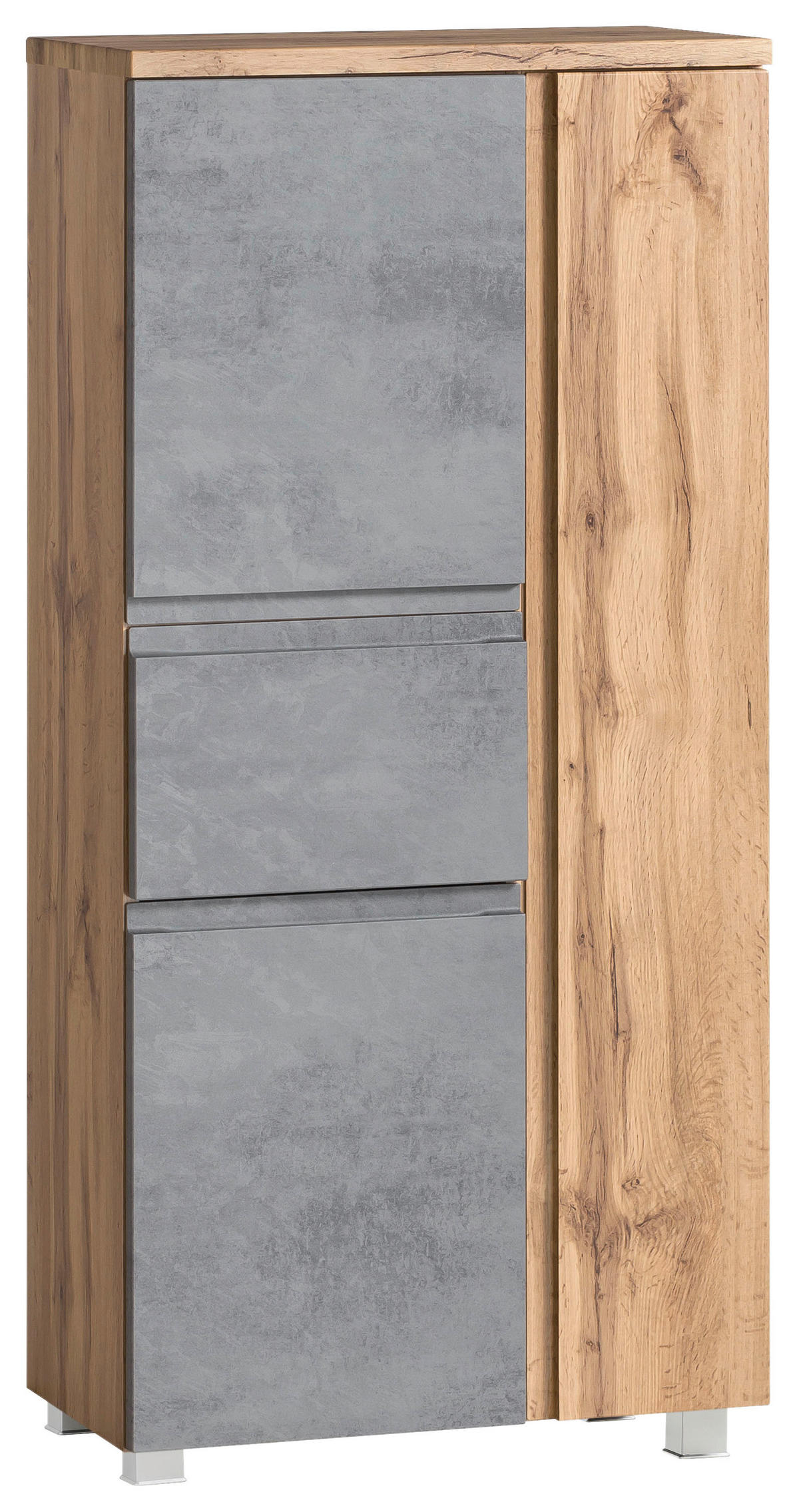 MIDISCHRANK 65/130/35 cm  - Silberfarben/Eiche Wotan, Modern, Holzwerkstoff/Kunststoff (65/130/35cm) - Held