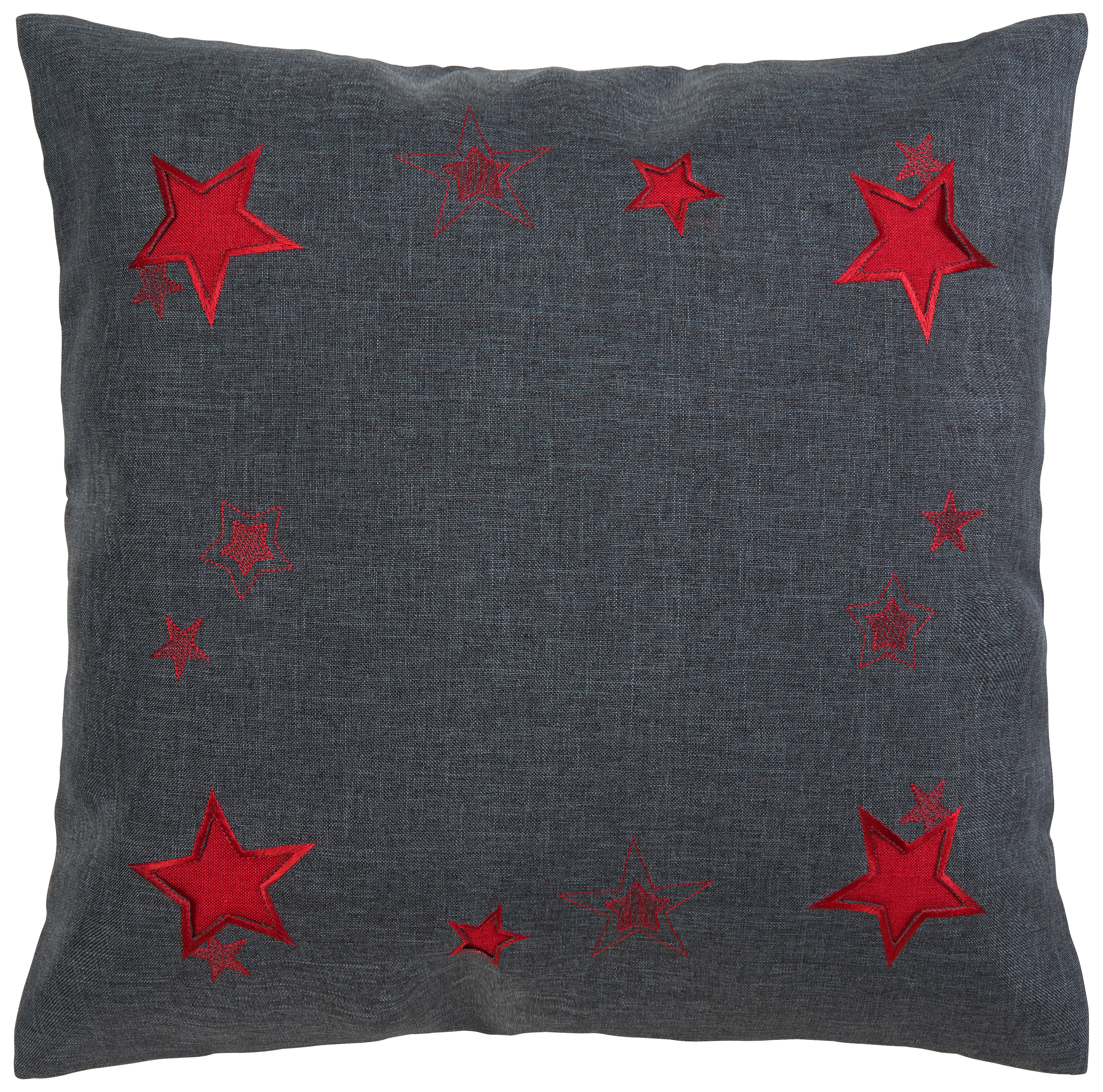DEKORAČNÝ VANKÚŠ 50/50 cm - antracitová/červená, Konventionell, textil (50/50cm) - X-Mas