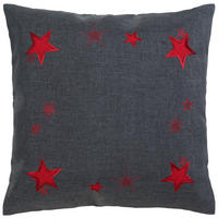 DEKORAČNÝ VANKÚŠ 50/50 cm - antracitová/červená, Konventionell, textil (50/50cm) - X-Mas