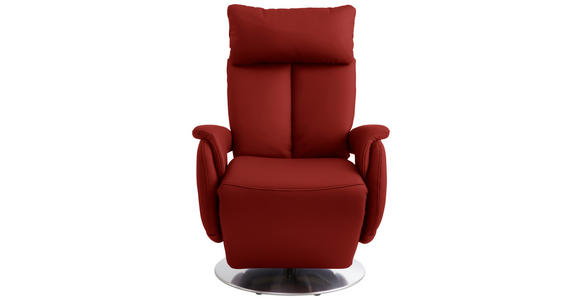 RELAXSESSEL in Leder Rot  - Edelstahlfarben/Rot, KONVENTIONELL, Leder/Metall (78/113/81cm) - Cantus