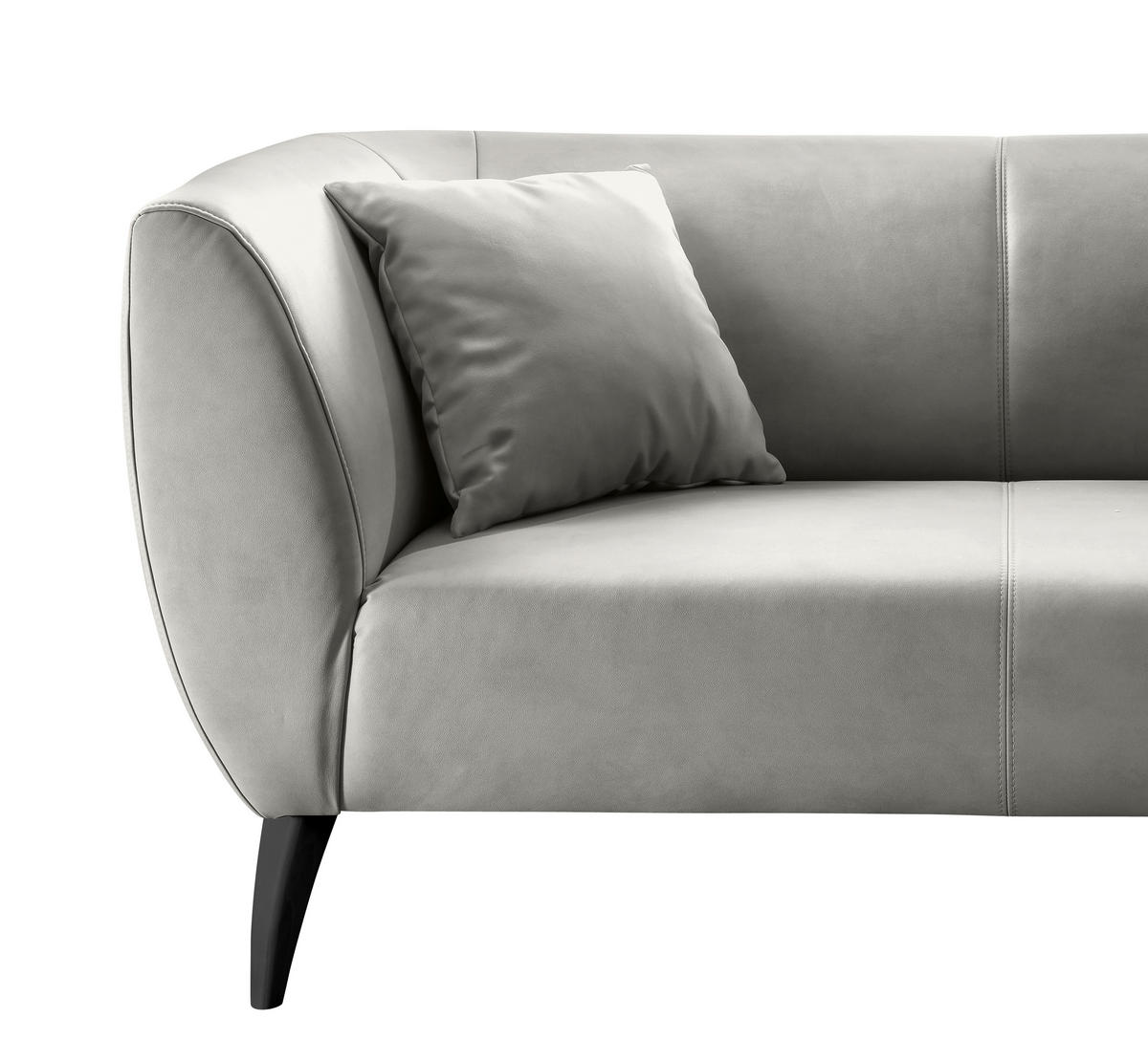 3-SITZER-SOFA in Lederlook Grau  - Schwarz/Grau, MODERN, Holz/Textil (208/83/88cm) - Livetastic