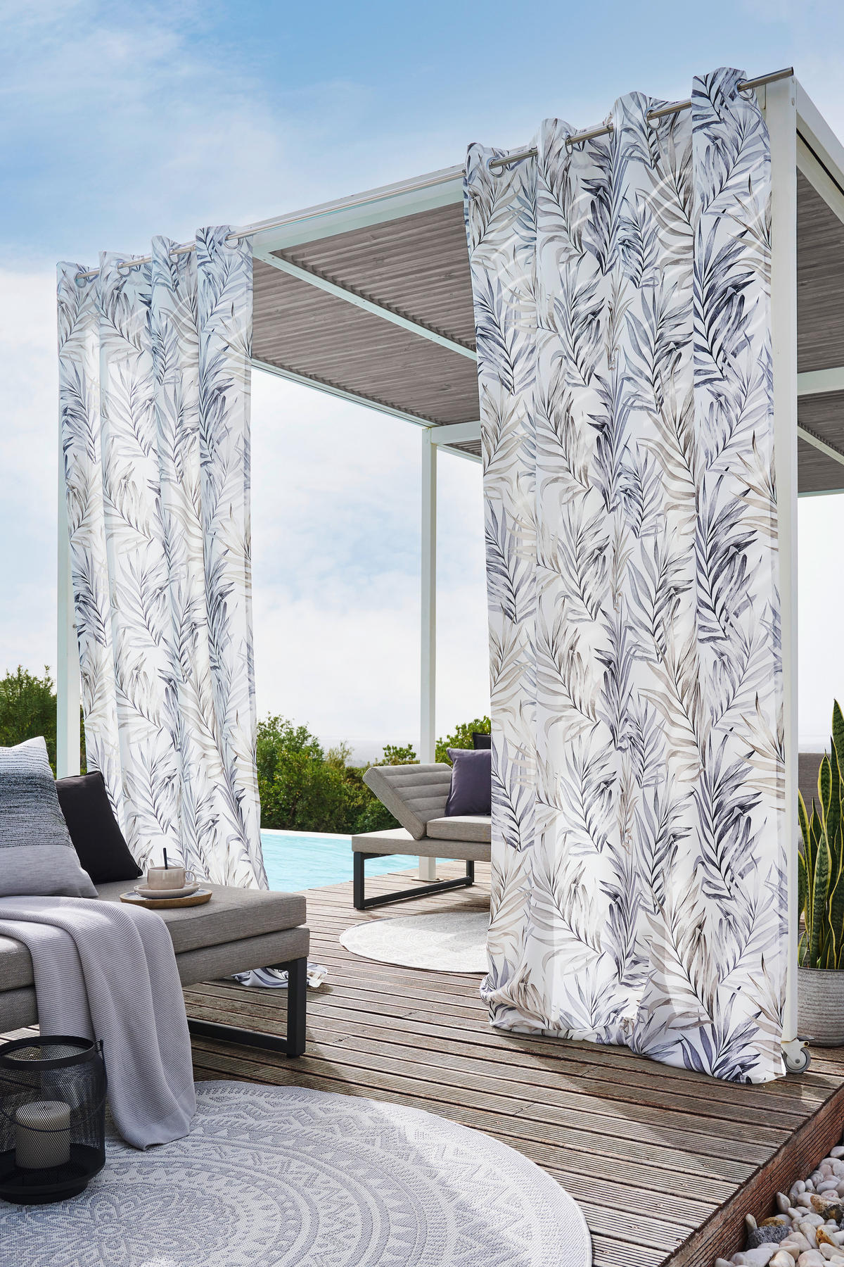 VONKAJŠÍ ZÁVES, nepriehľadné, 140/300 cm - biela/zelená, Trend, textil (140/300cm) - Esposa