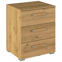 NACHTSCHRANK 50/61/42 cm  - Eichefarben/Silberfarben, Design, Holzwerkstoff/Metall (50/61/42cm) - Novel