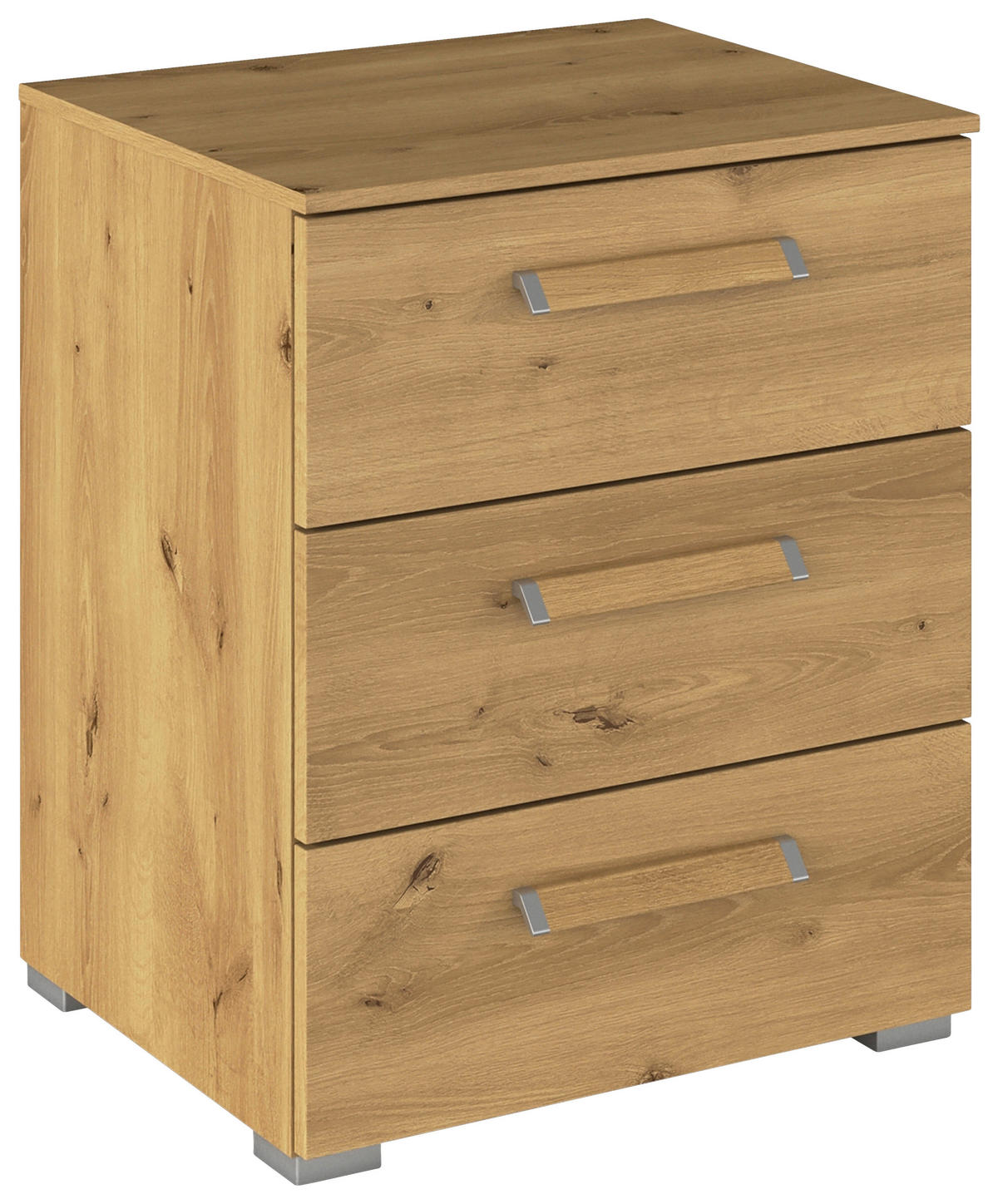 NACHTSCHRANK 50/61/42 cm  - Eichefarben/Silberfarben, Design, Holzwerkstoff/Metall (50/61/42cm) - Novel