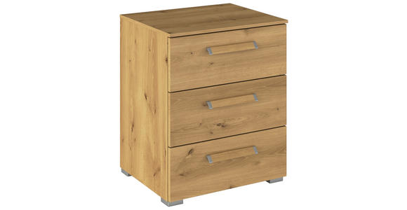 NACHTSCHRANK 50/61/42 cm  - Eichefarben/Silberfarben, Design, Holzwerkstoff/Metall (50/61/42cm) - Novel