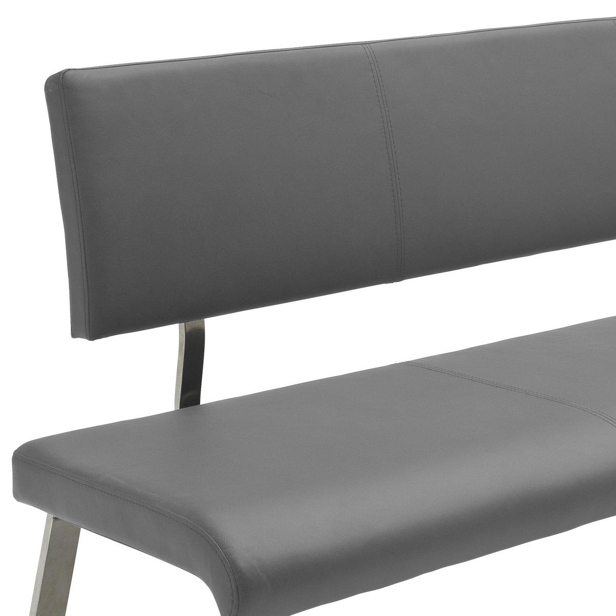 SITZBANK in Metall, Leder Grau, Edelstahlfarben  - Edelstahlfarben/Grau, Design, Leder/Metall (175/86/59cm) - Livetastic