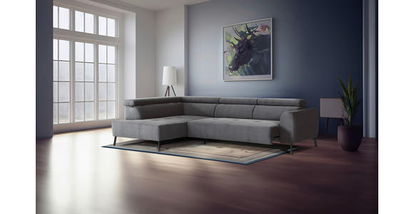 ECKSOFA in Feincord Grau  205/280 cm  - Schwarz/Grau, Design, Textil/Metall (205/280cm) - Xora