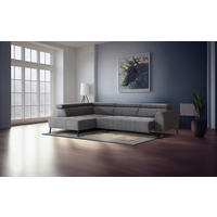 ECKSOFA in Feincord Grau  - Schwarz/Grau, Design, Textil/Metall (205/280cm) - Xora