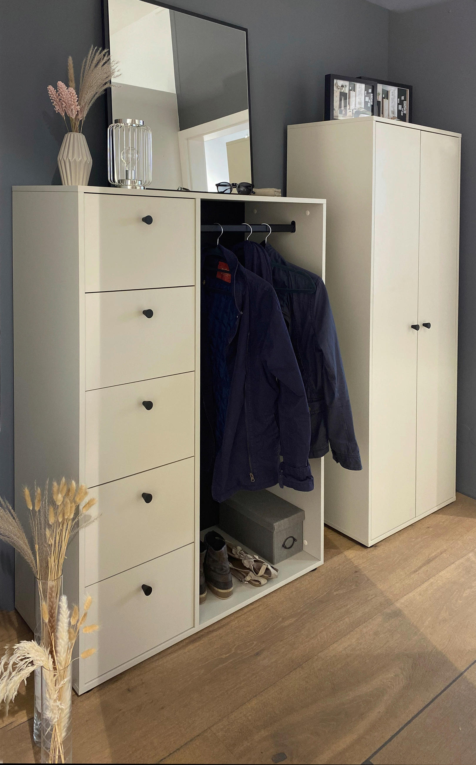 HOCHSCHRANK 65,1/163,6/41 cm  - Beige/Schwarz, Design, Holzwerkstoff/Kunststoff (65,1/163,6/41cm) - MID.YOU