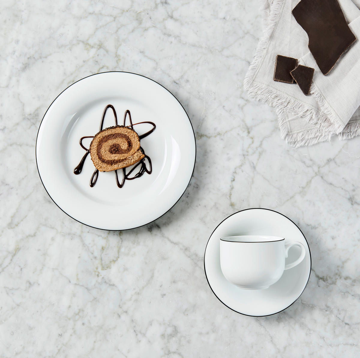 KÁVOVÁ SOUPRAVA porcelán keramika  - bílá/černá, Basics, keramika - Novel