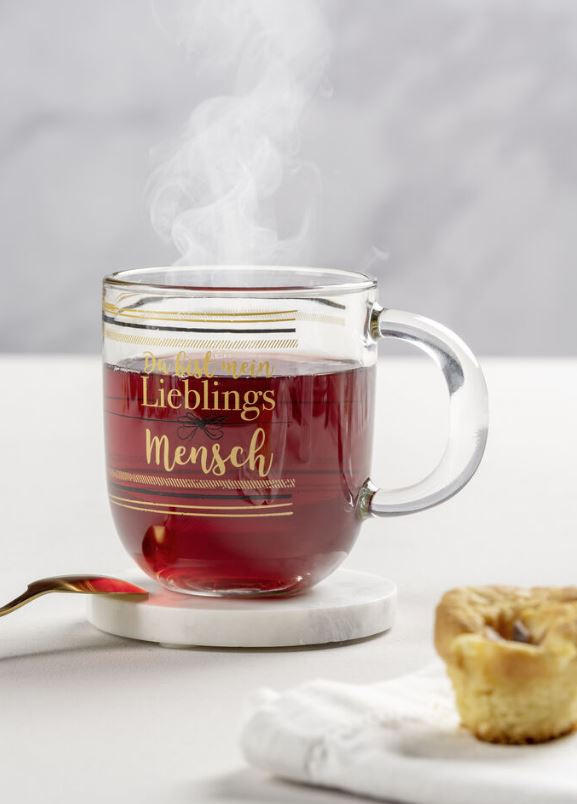 TASSE 400 ml - Klar/Goldfarben, Trend, Glas (400ml) - Leonardo