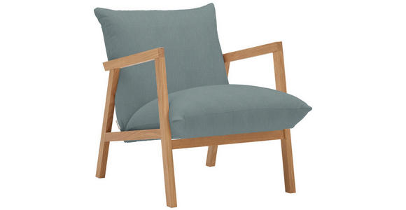 SESSEL in Webstoff Blau, Grau - Blau/Eichefarben, Design, Holz/Textil (65/80/85cm) - Carryhome