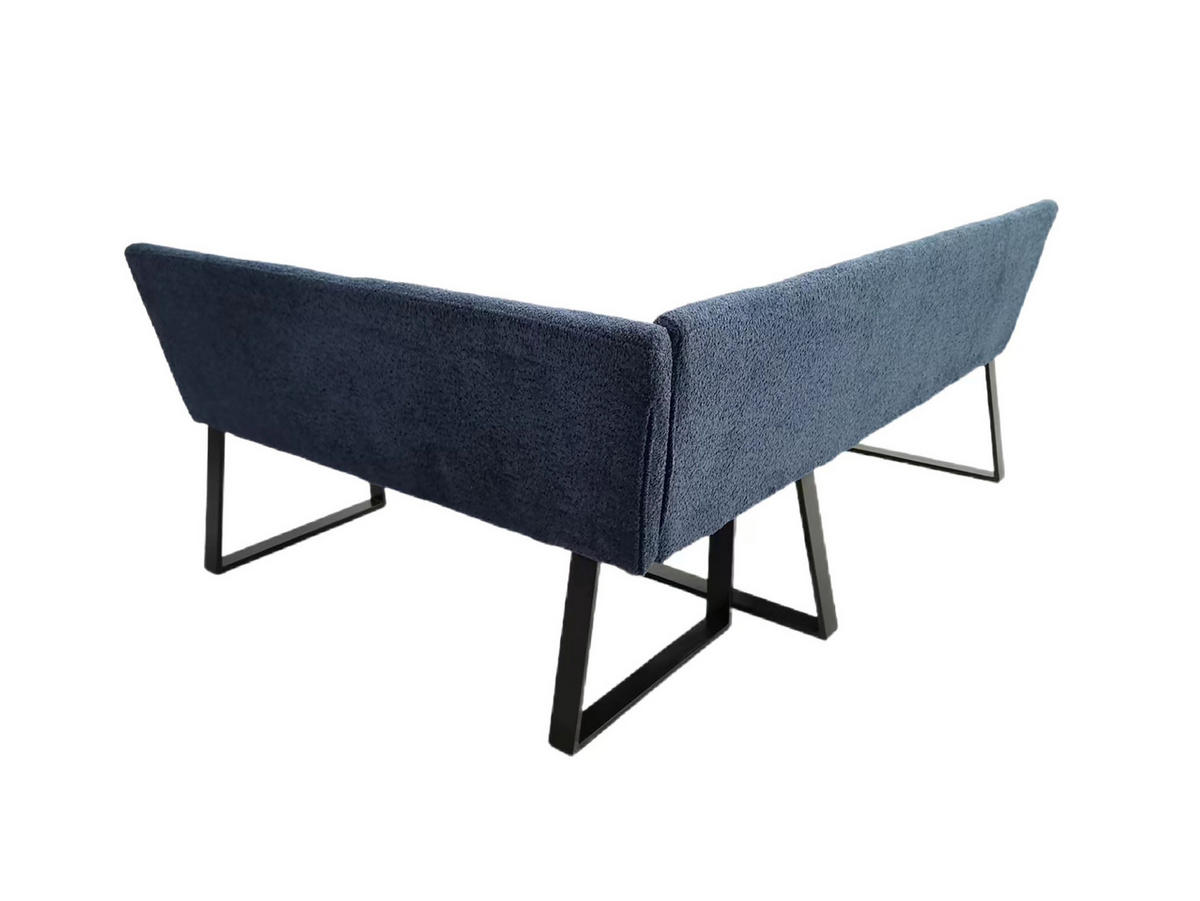 ECKBANK in Metall, Textil Dunkelblau  - Schwarz/Dunkelblau, Modern, Textil/Metall (190/150cm) - MID.YOU