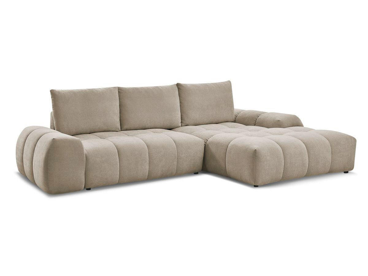 ECKSCHLAFSOFA EVEREST  mit Rücken echt, Armteil links, Armteil rechts Struktur Taupe  - Taupe/Schwarz, MODERN, Kunststoff/Textil (318/180cm) - Livetastic