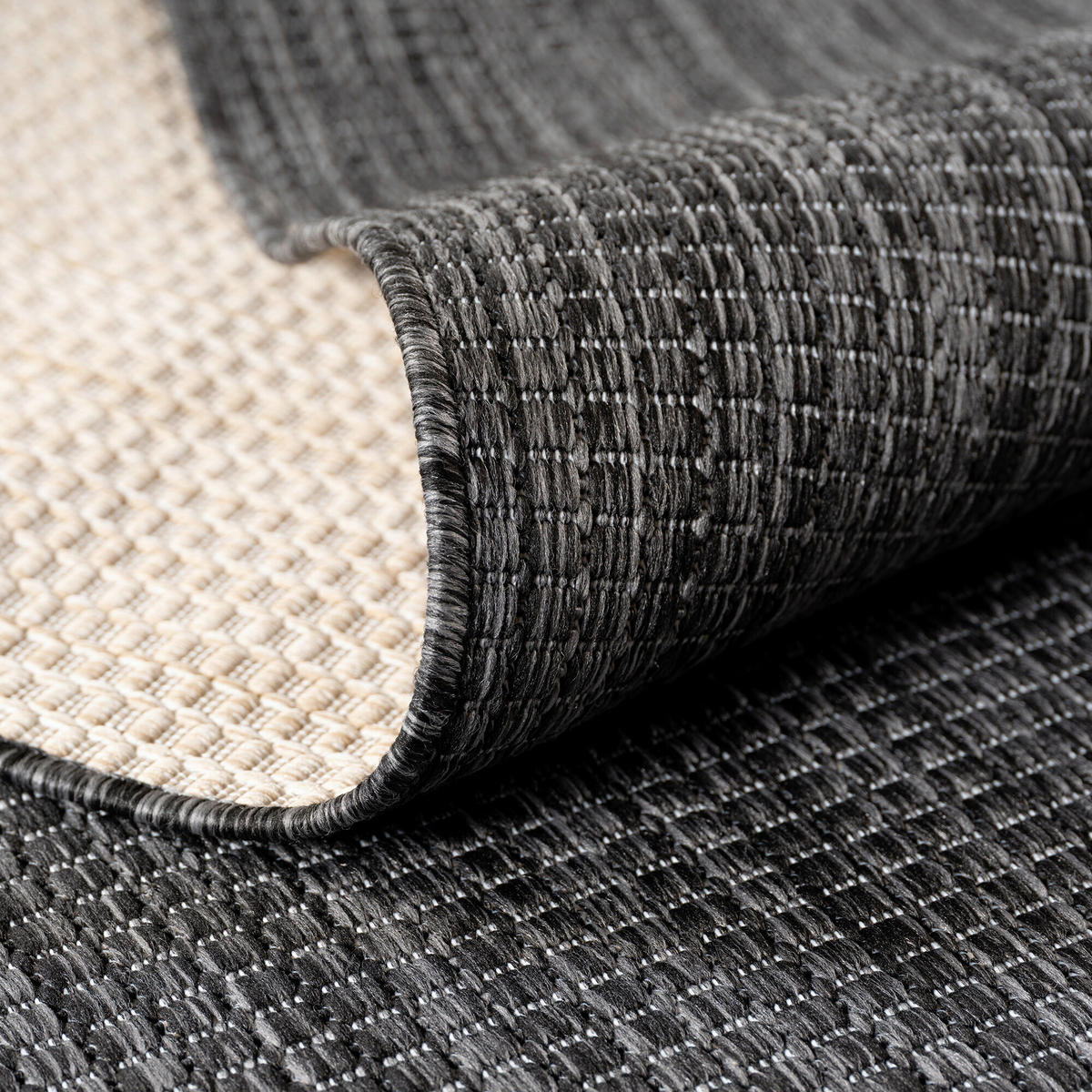 OUTDOORTEPPICH für Terrasse und Balkon 60/100 cm MIRA Schwarz  - Schwarz, Design, Textil (60/100cm) - Ayyildiz 