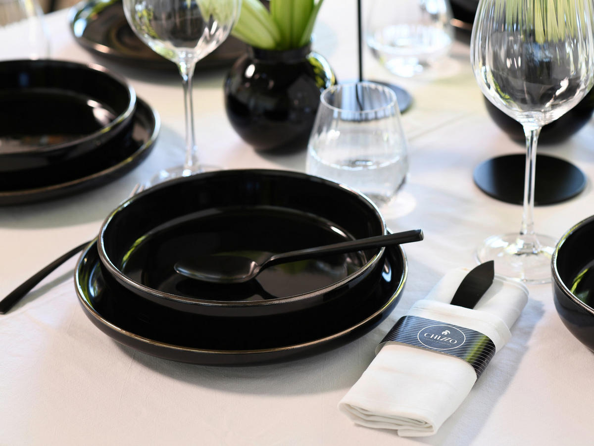 SERVIS Nordic Festive Schwarz 12 delar  - svart/guldfärgad, Basics, keramik - Creatable
