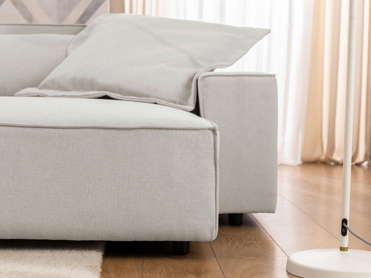 ECKSOFA Webstoff Beige  - Beige/Schwarz, Design, Kunststoff/Textil (251/142cm) - P & B