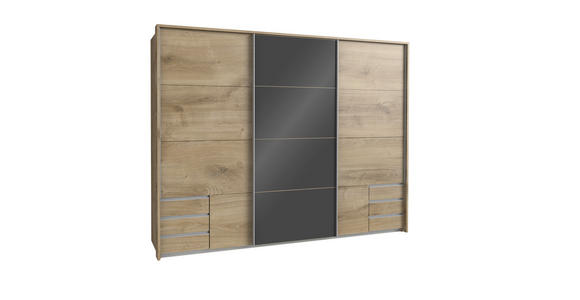 SCHWEBETÜRENSCHRANK 270/210/65 cm 3-türig  - Plankeneiche/Eichefarben, KONVENTIONELL, Glas/Holzwerkstoff (270/210/65cm) - Carryhome