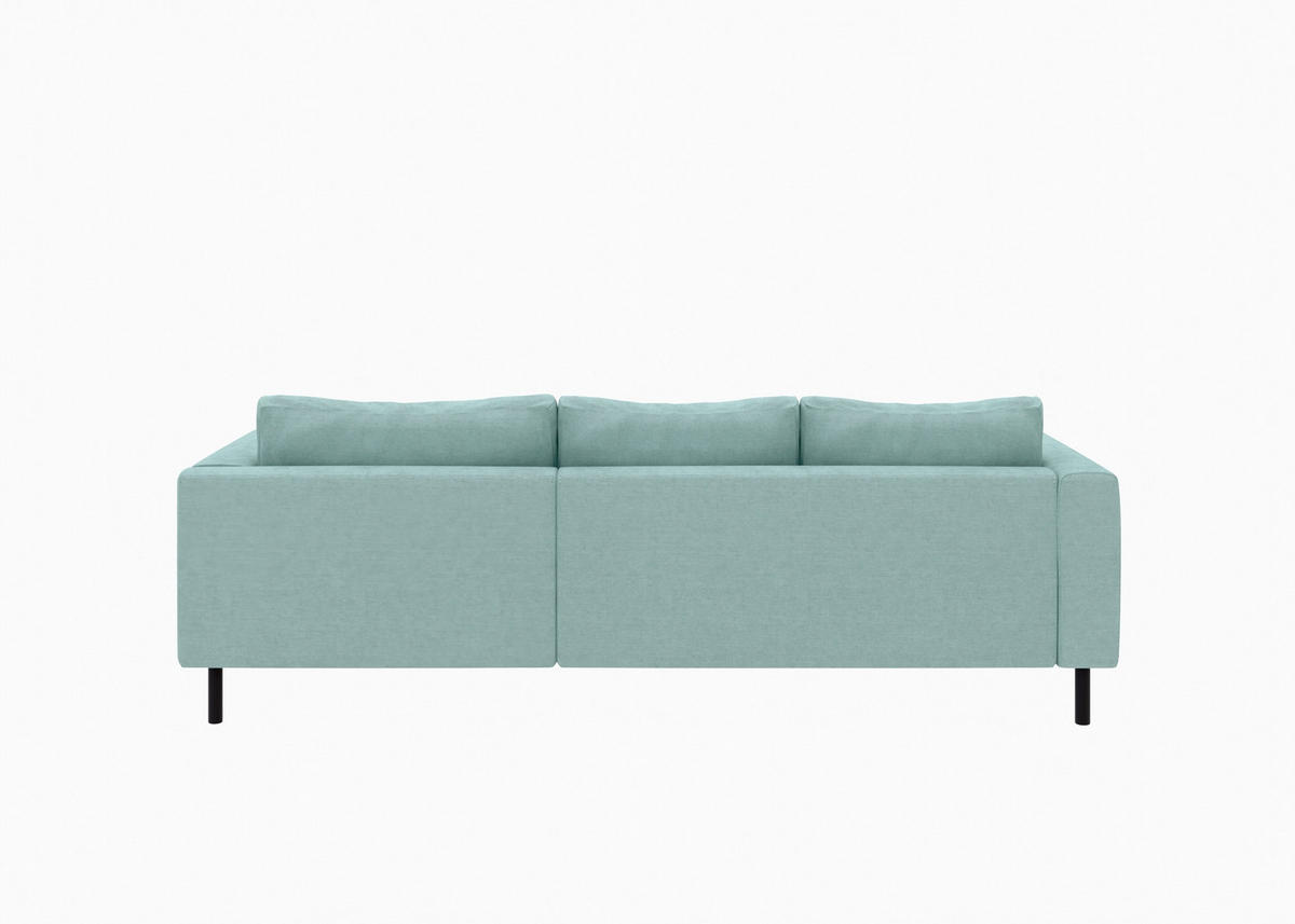 ECKSCHLAFSOFA  mit Rücken echt, Armteil links, Armteil rechts Cord Mintgrün  - Schwarz/Mintgrün, MODERN, Textil/Metall (232/161cm) - Trendmanufaktur
