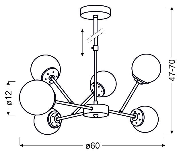 DECKENLEUCHTE  60/70 cm    - Chromfarben/Kupferfarben, KONVENTIONELL, Metall (60/70cm)