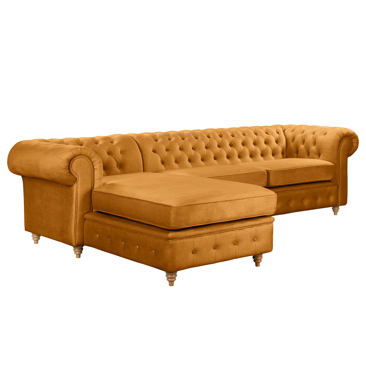 ECKSOFA Laura Bernsteinfarben Mikrofaser  - Bernsteinfarben/Braun, Design, Holz/Textil (182/284cm) - P & B