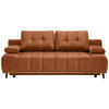 SCHLAFSOFA Webstoff Orange  - Schwarz/Orange, Design, Holz/Textil (206/77-87/102cm) - Novel