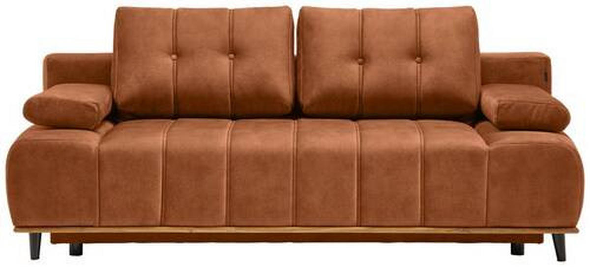 SCHLAFSOFA Webstoff Orange  - Schwarz/Orange, Design, Holz/Textil (206/77-87/102cm) - Novel