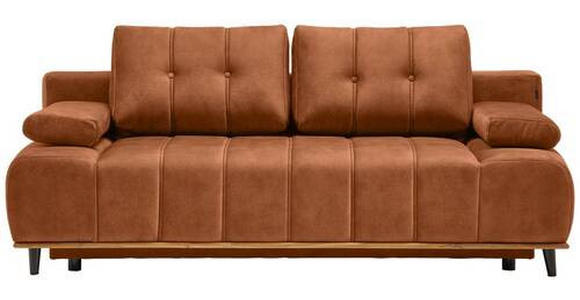 SCHLAFSOFA in Webstoff Orange  - Schwarz/Orange, Design, Holz/Textil (206/77-87/102cm) - Novel