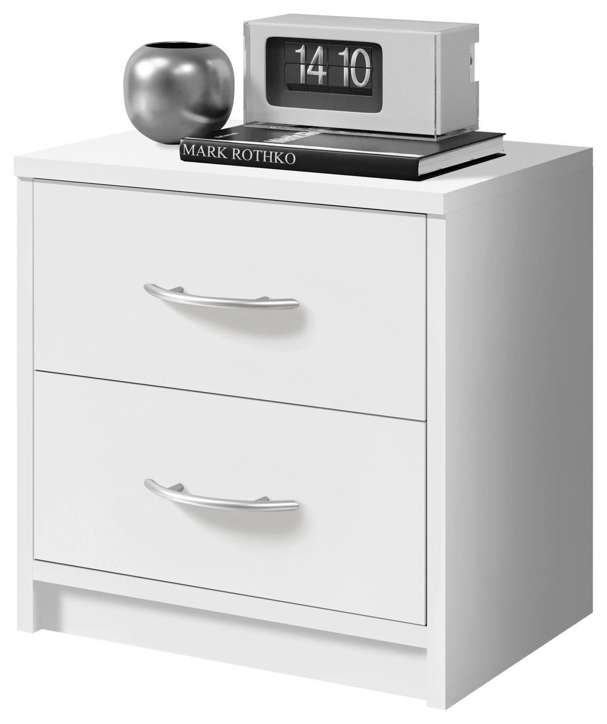 NOČNÍ STOLEK, bílá, 38,5/39/28,2 cm - bílá/šedá, Basics, kompozitní dřevo/plast (38,5/39/28,2cm) - P & B