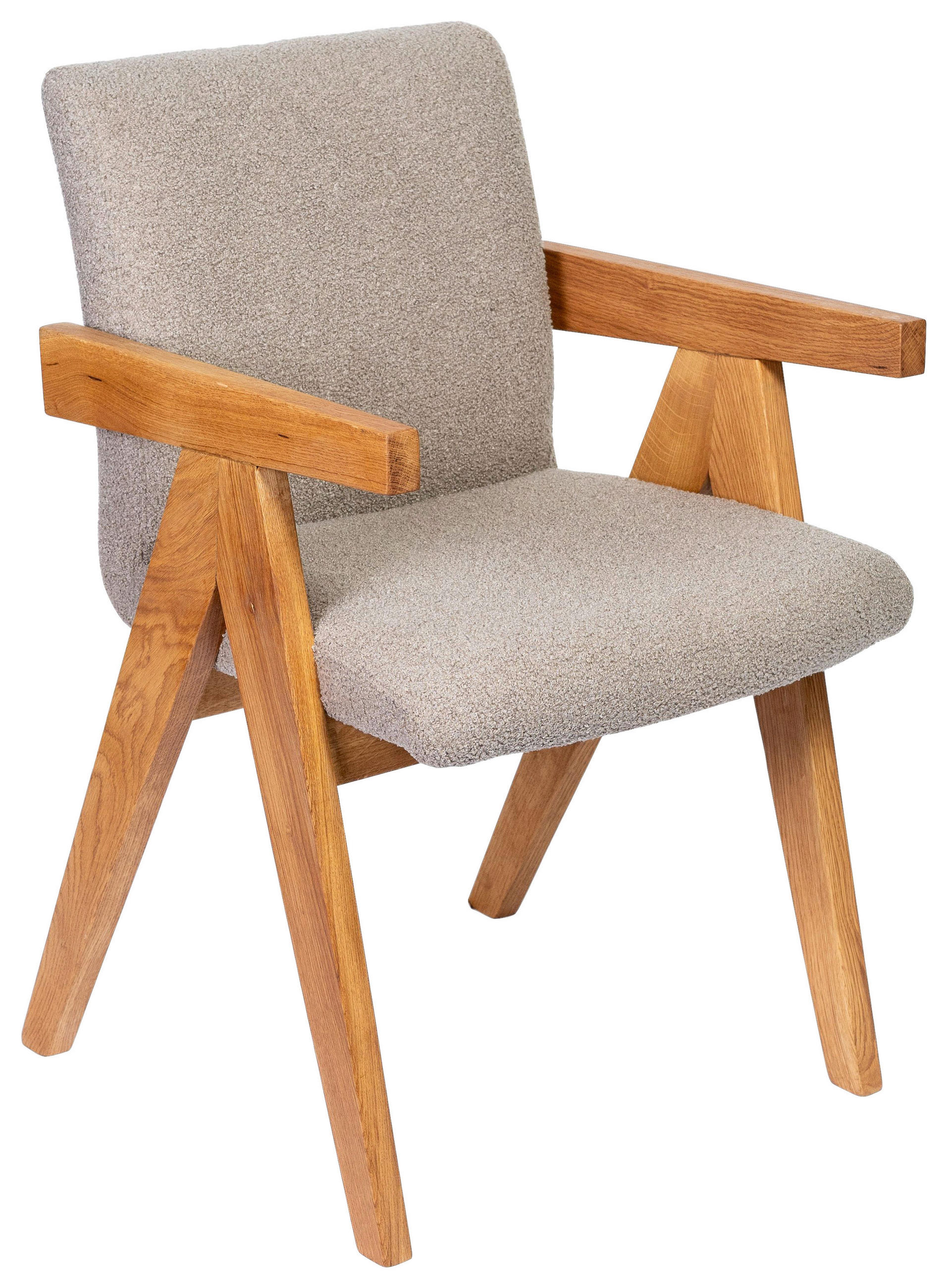 ARMLEHNSTUHL  in Bouclé  - Eichefarben/Grau, KONVENTIONELL, Holz/Textil (53,5/83/62cm) - Linea Natura