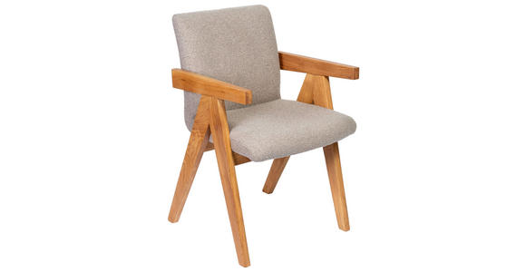 ARMLEHNSTUHL in Holz, Textil Grau  - Eichefarben/Grau, KONVENTIONELL, Holz/Textil (53,5/83/62cm) - Linea Natura